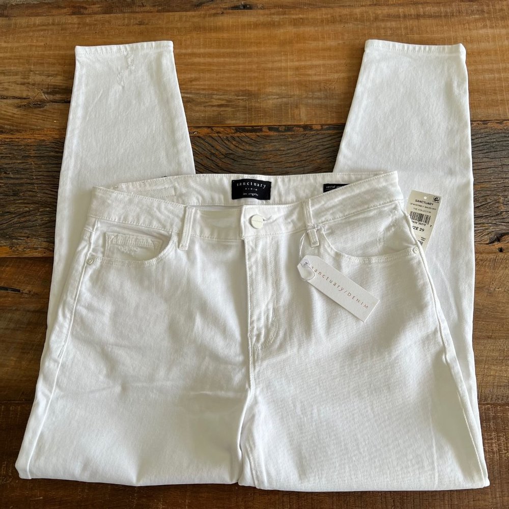 NWT Sanctuary Social Ankle Skinny Standard Rise White Jeans - Picture 2 of 9